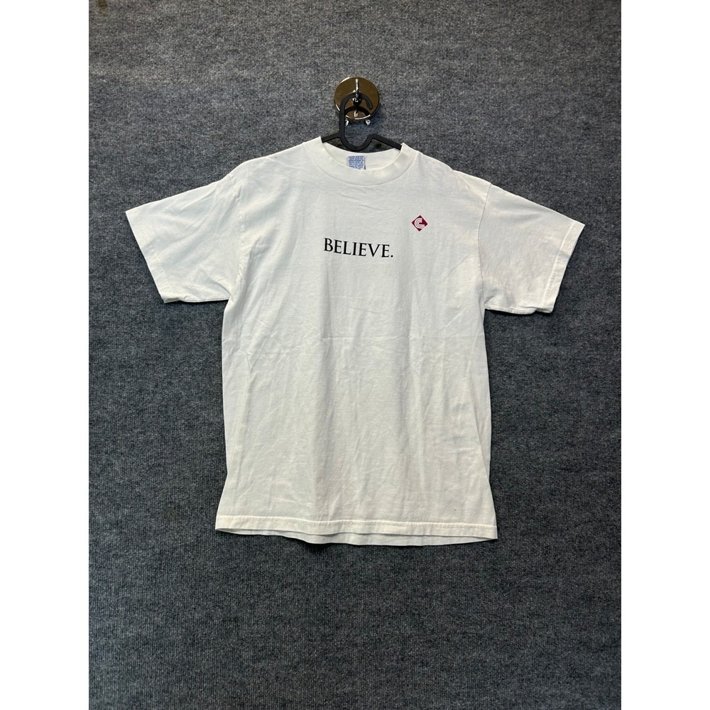 Vintage Superior Believe T-Shirt Men's White Short Sleeve USA Made - Large